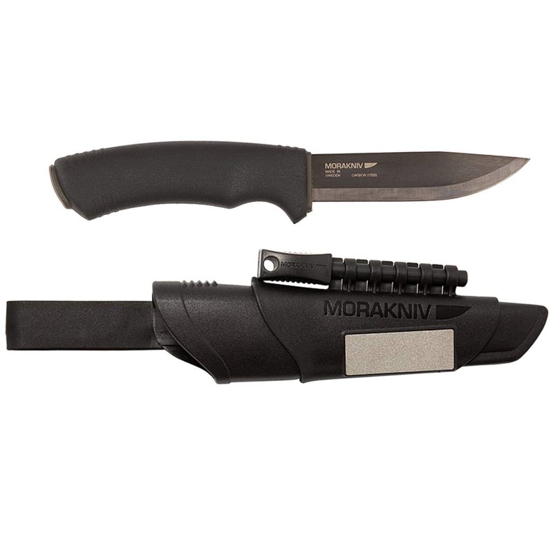 Morakniv Bushcraft Carbon Steel Survival Knife with Fire Starter and Sheath, Black