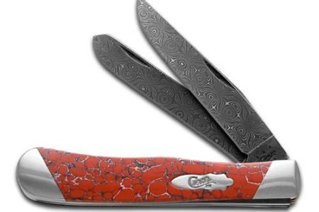 CASE XX Painted Pony Damascus Red Matrix Stone Trapper