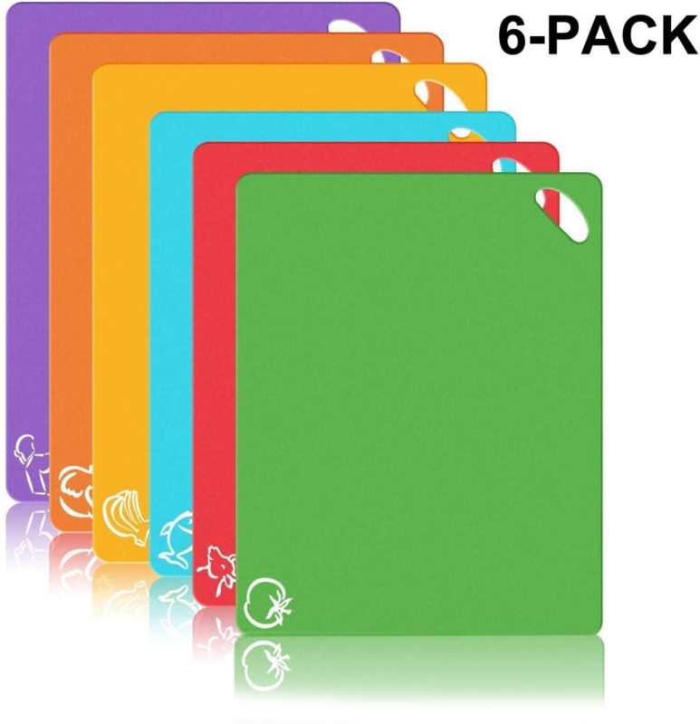 JES&MEDIS 6-Pack Flexible Plastic Kitchen Cutting Board