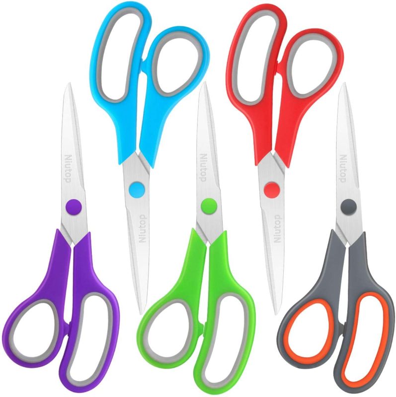 Scissors Bulk Set of 5-Pack, Niutop 8 Inches Multipurpose Sharp Scissors