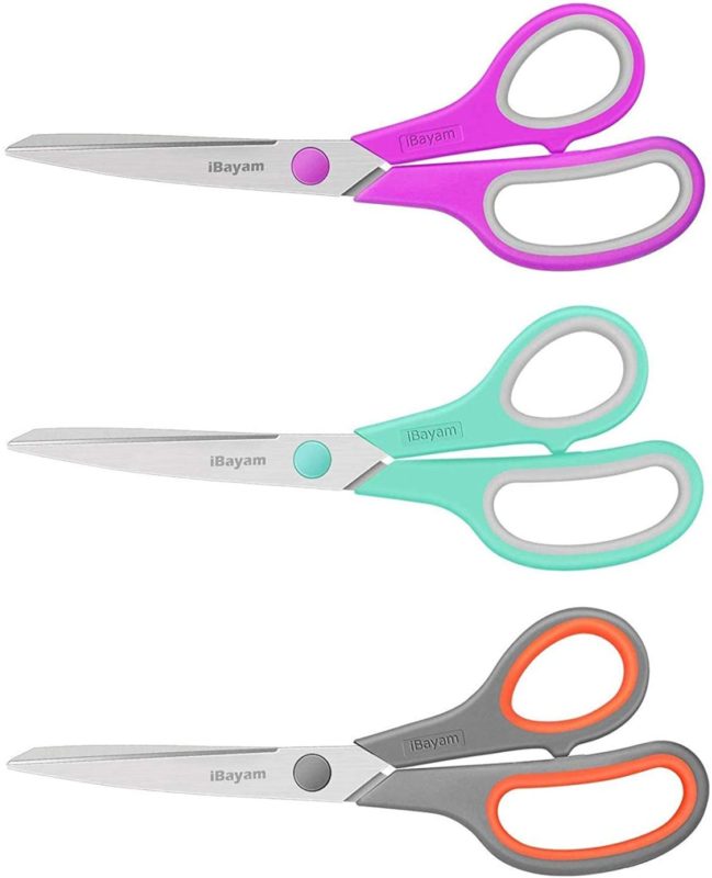 Scissors, iBayam 8 Inches Multipurpose Scissors Bulk 3-Pack