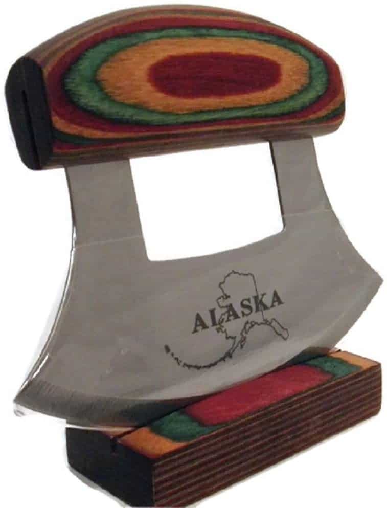 Multi-Colored Exotic Wood Handled Ulu