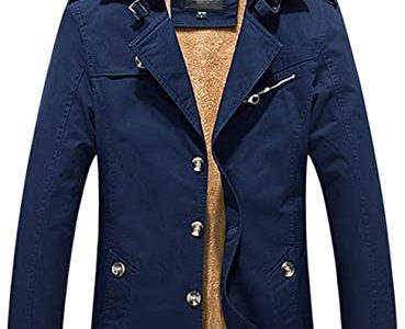 D.B.M Men's Winter Plus Velvet Mid-Length Slim with Epaulettes Trench Coat