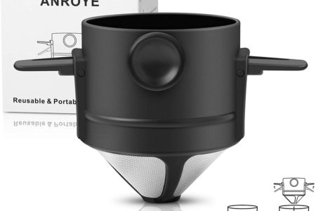 Pour Over Coffee Filter, Portable Stainless Steel Reusable Coffee Dripper Cone