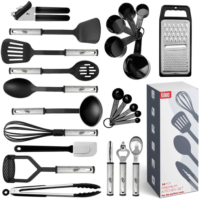 Kitchen Utensil Set 24 Nylon and Stainless Steel Utensil Set