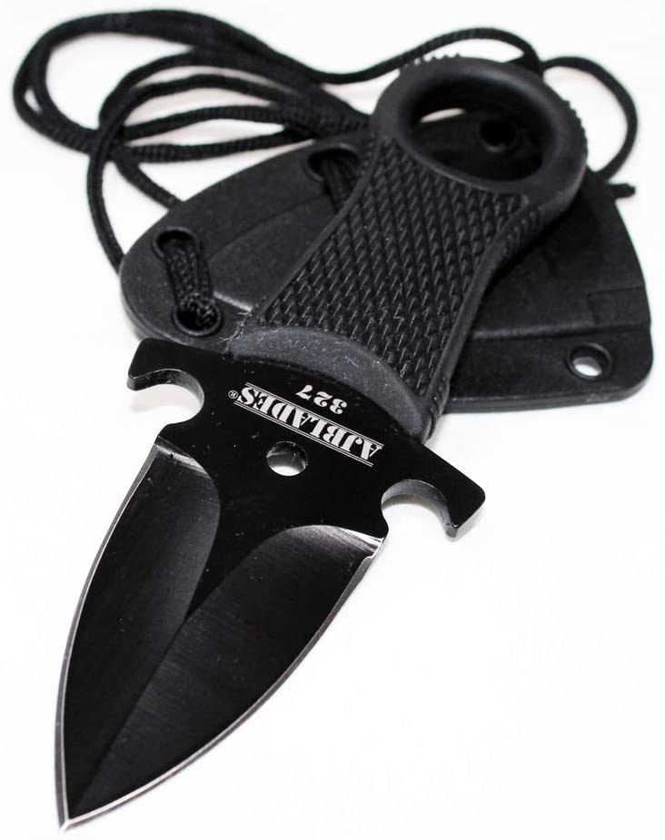 AJBLADES Tactical Black Full Tang Neck Knife