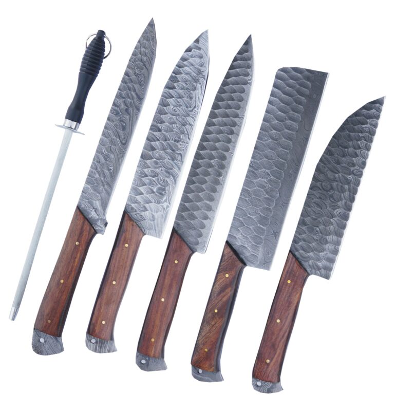 Handmade Full Tang Fix Blade Chef Kitchen Knives Set Of 5pcs